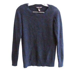 ELENA SOLANO Womens S Navy Blue Cashmere  Sweater Pullover Crew Neck